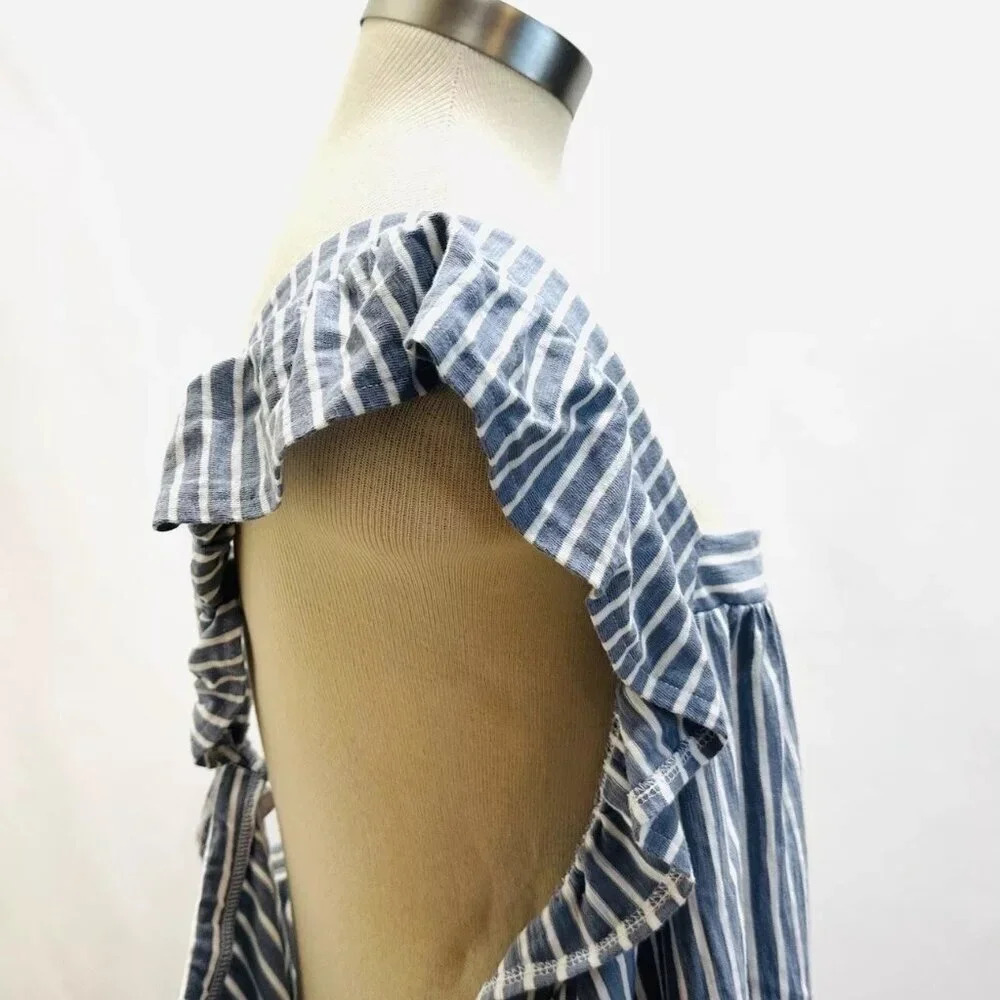 NWT LAUREN CONRAD Women Sleeveless Pullover Square Neck Striped Blue Shirt Sz 2X - Picture 13 of 15